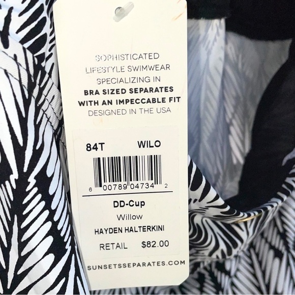 SUNSETS tankini top, halter style, size DD, removable padding in cups, NWT - Picture 6 of 7